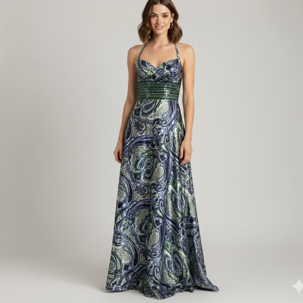 Jovani Y2K Silk Halter Multicolored‎ Prom Dress